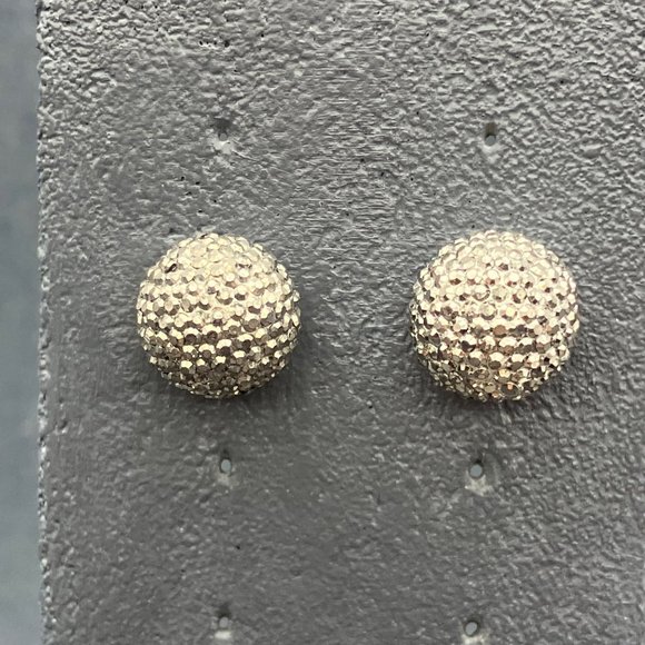 Pierced Earrings Gunmetal Silver Textured Ball Iridescent Sparkle Party Bling - Picture 1 of 4